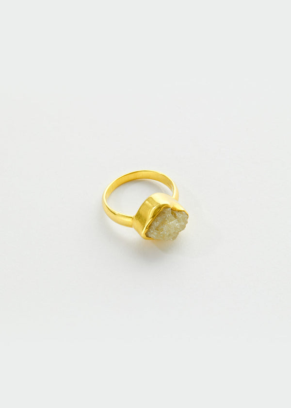 Pippa Small 18kt Gold Diamond Rough Cut Greek Ring