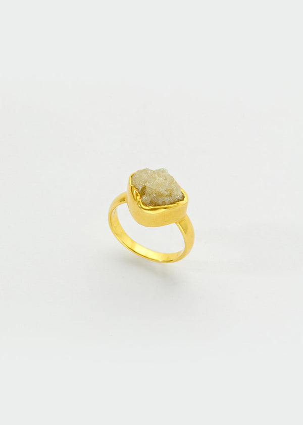 pippa small 18kt Gold Diamond Rough Cut Greek Ring