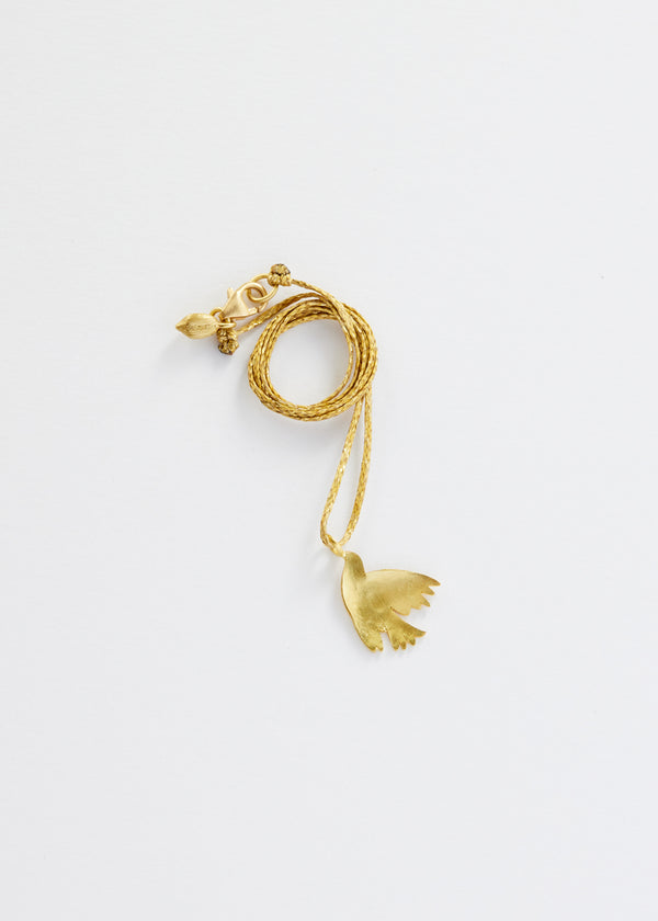 Pippa Small 18kt Gold Dove Of Peace Amulet On Cord