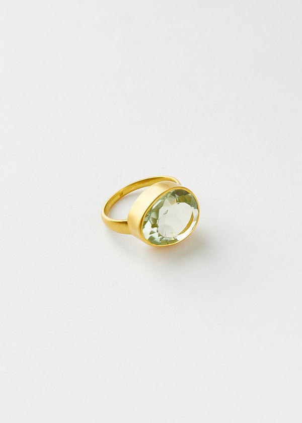 Pippa Small 18kt Gold Green Amethyst Greek Ring