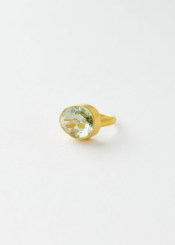 Pippa Small 18kt Gold Green Amethyst Greek Ring