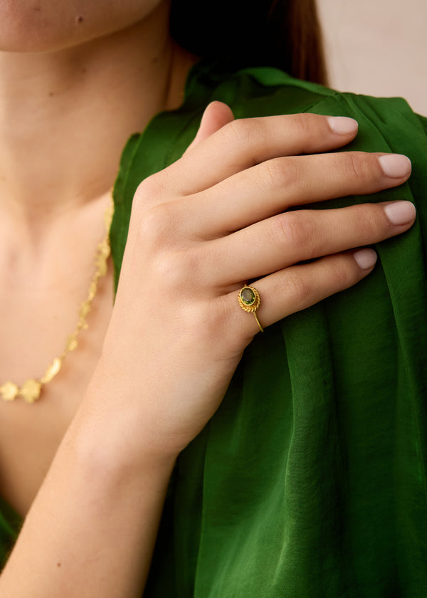 Pippa Small 18kt Gold Green Tourmaline Cup Ring