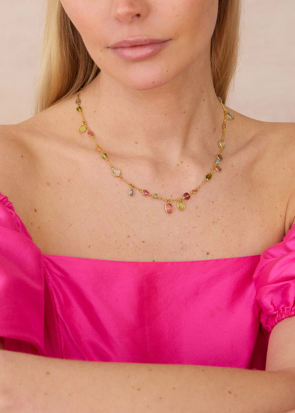 Pippa Small 18kt Gold Hanabi Mixed Stones Necklace