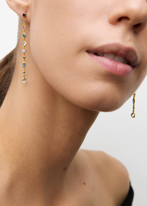 Pippa Small 18kt Gold Indigo Long Drop Studs