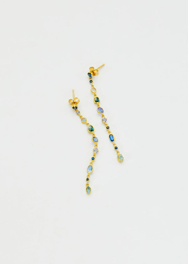 pippa small 18kt Gold Indigo Long Drop Studs