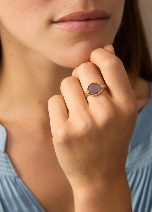 Pippa Small 18kt Gold Labradorite Greek Ring