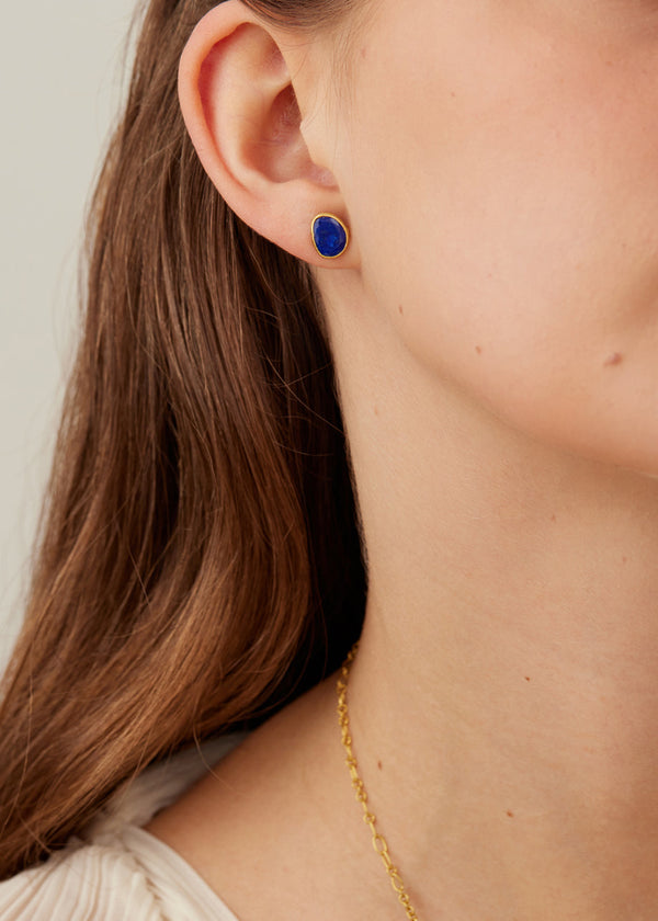 Pippa Small 18kt Gold Lapis Lazuli Classic Studs