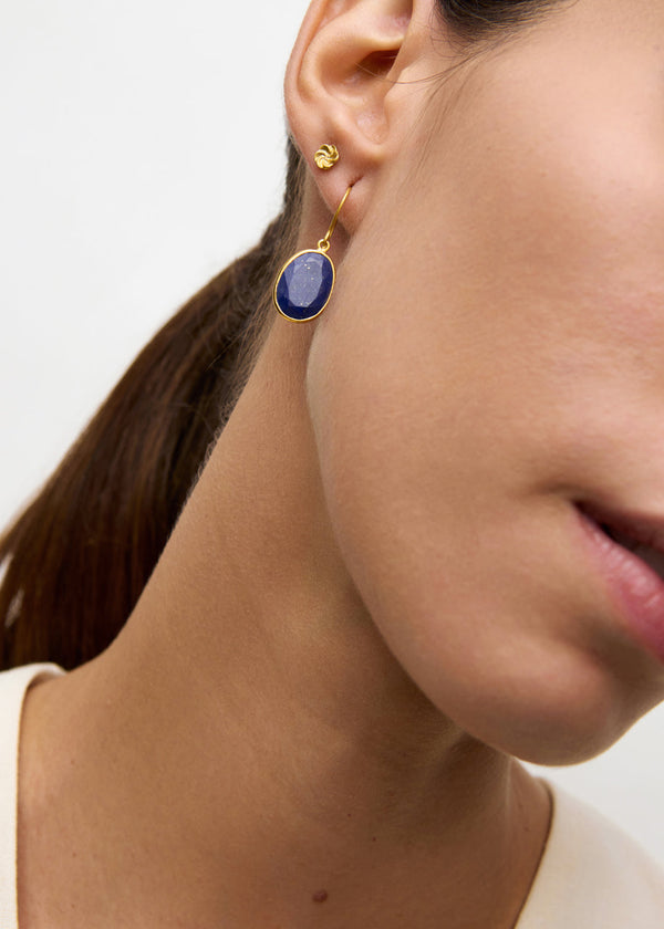 Pippa Small 18kt Gold Lapis Single Drop Earrings