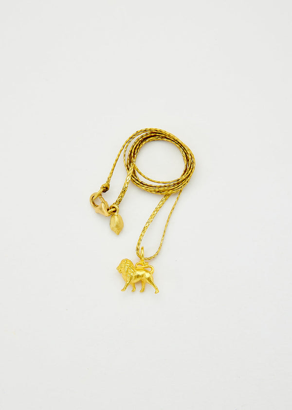Pippa Small 18kt Gold Lion Amulet On Cord