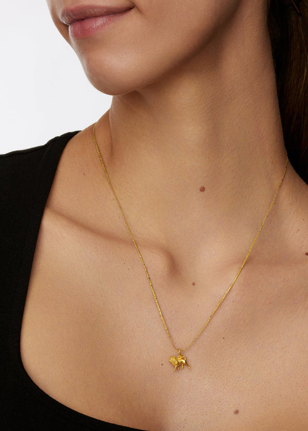 Pippa Small 18kt Gold Lion Amulet On Cord