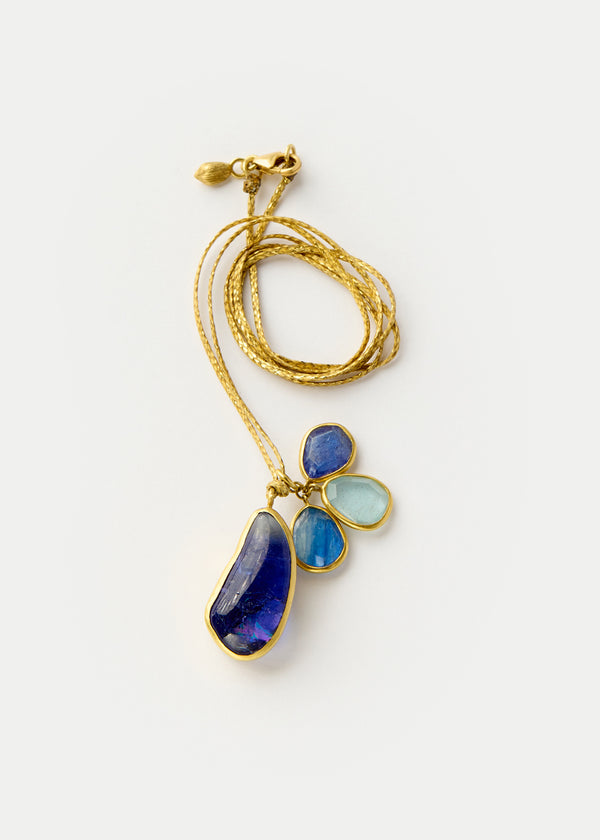 Pippa Small 18kt Gold Mixed Blues Cluster On Cord