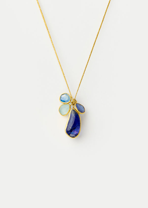 pippa small 18kt Gold Mixed Blues Cluster on Cord