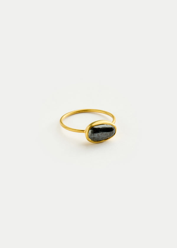 Pippa Small 18kt Gold Night Hematite Oval Cup Ring