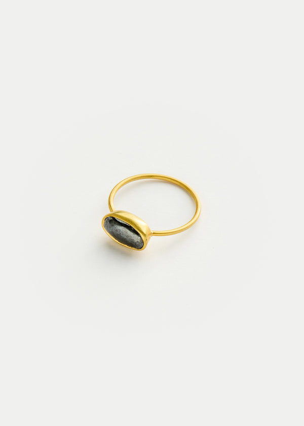 pippa small 18kt Gold Night Hematite Oval Cup Ring