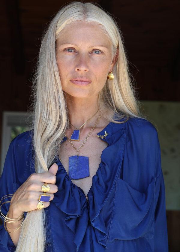 Pippa Small 18kt Gold Nila Lapis Greek Ring