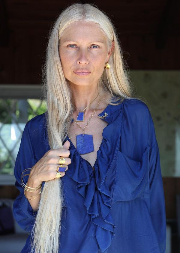 Pippa Small 18kt Gold Nila Lapis On Chain Necklace