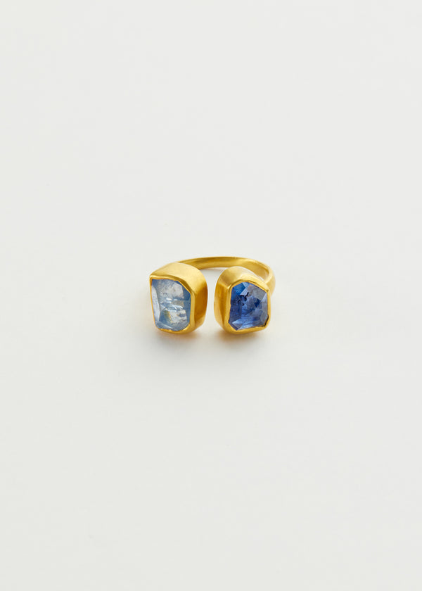 Pippa Small 18kt Gold Nila Sapphire Two Stone Ring