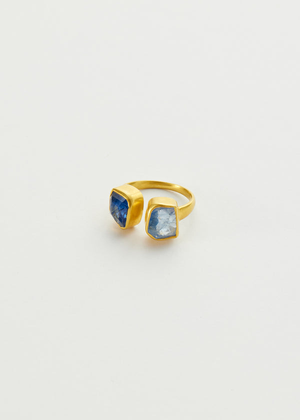 pippa small 18kt Gold Nila Sapphire Two Stone Ring