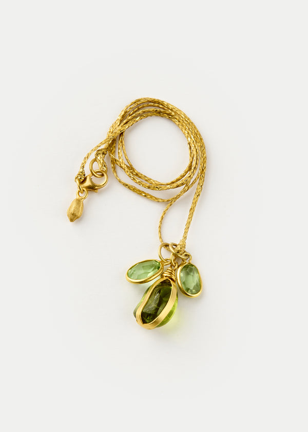 Pippa Small 18kt Gold Peridot Cluster On Cord