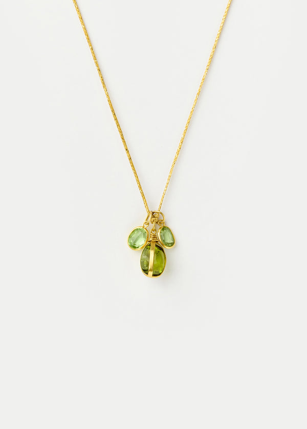 pippa small 18kt Gold Peridot Cluster on Cord