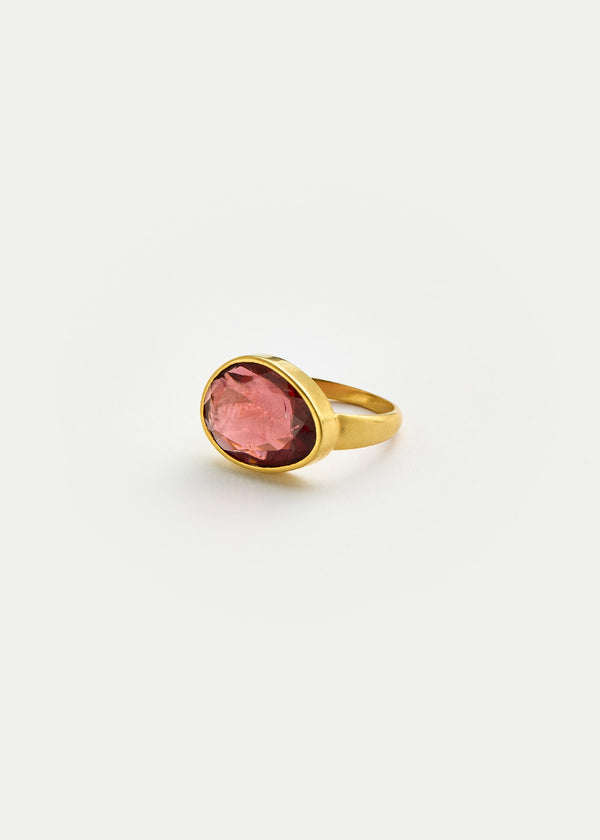 Pippa Small 18kt Gold Pink Tourmaline Greek Ring
