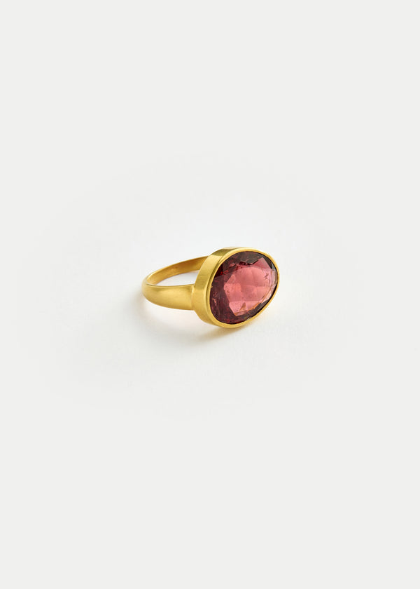 pippa small 18kt Gold Pink Tourmaline Greek Ring