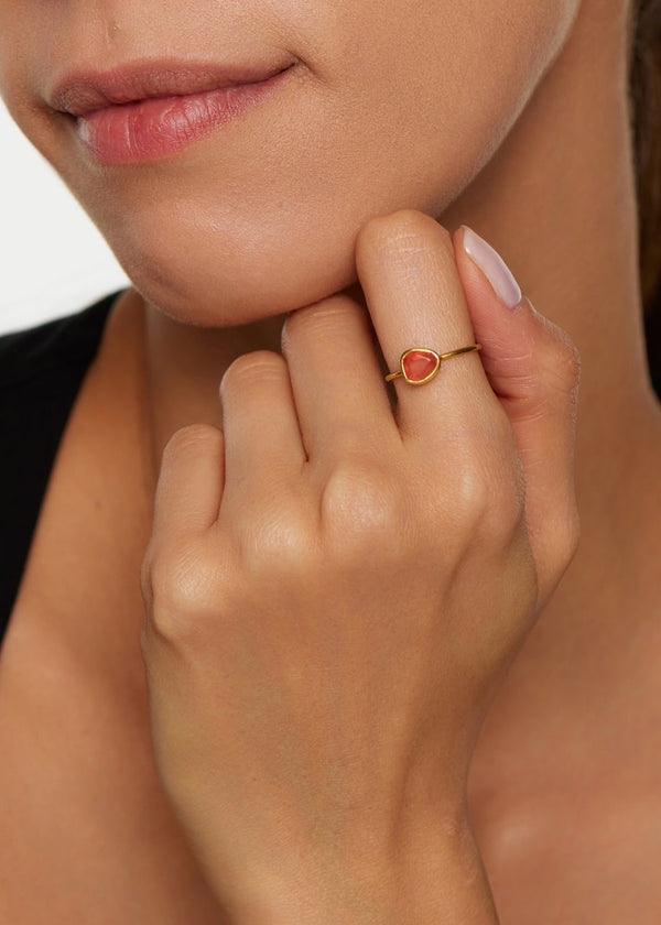 Pippa Small 18kt Gold Rhodochrosite Cup Ring