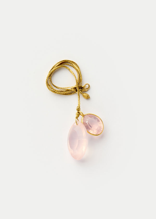 Pippa Small 18kt Gold Rose Quartz Amulets On Cord
