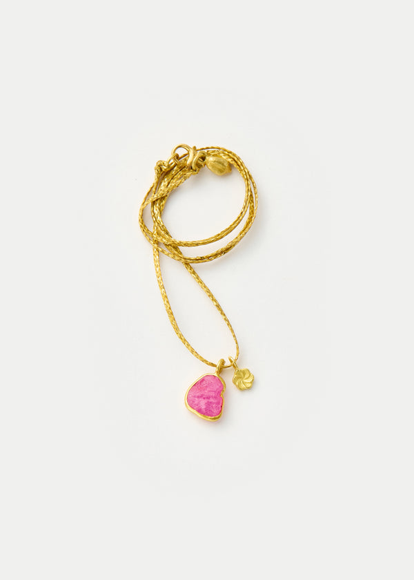Pippa Small 18kt Gold Ruby & Flower Amulets On Cord