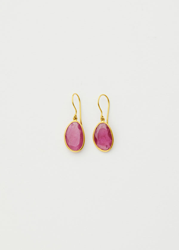 Pippa Small 18kt Gold Ruby Single Drop Earrings