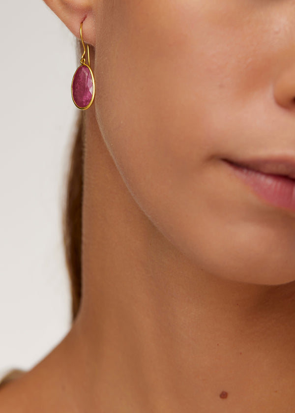 Pippa Small 18kt Gold Ruby Single Drop Earrings