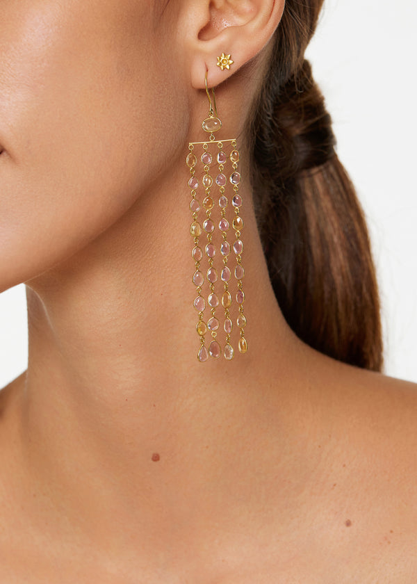 Pippa Small 18kt Gold Sapphire Blush Earrings