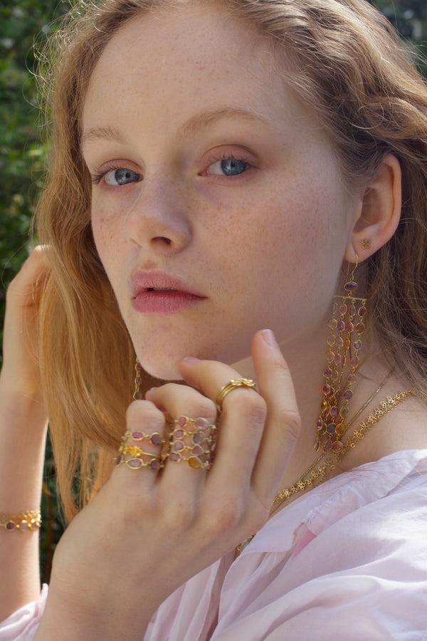 Pippa Small 18kt Gold Sapphire Blush Earrings