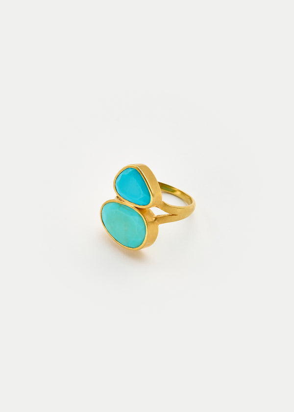 pippa small 18kt Gold Turquoise Double Greek Ring