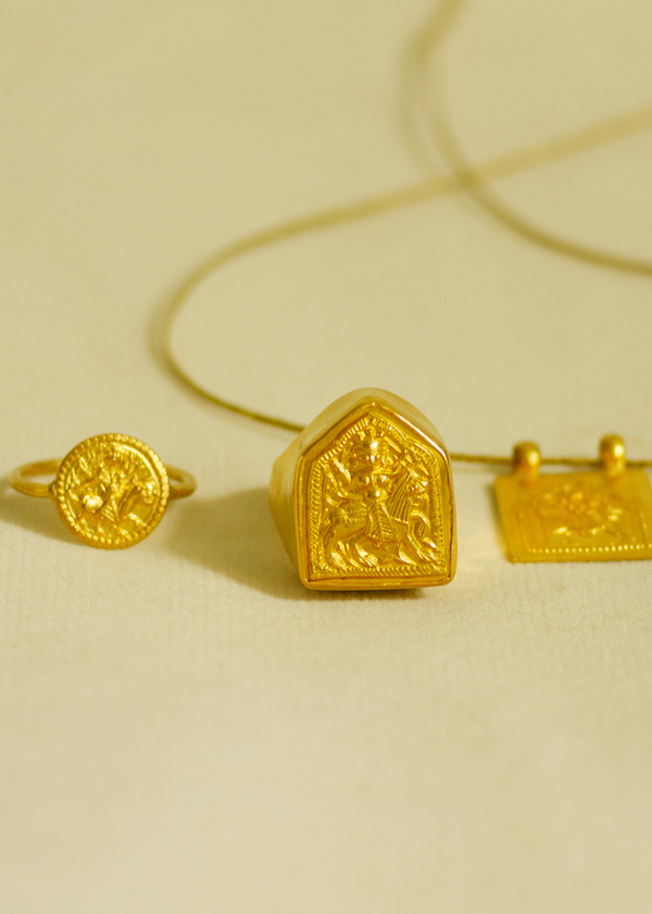 Pippa Small 22k Gold Goddess Durga Tibetan Ring