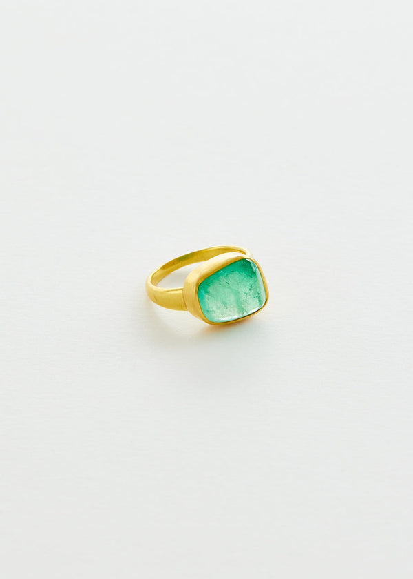 Pippa Small 22kt Gold Colombian Emerald Greek Ring