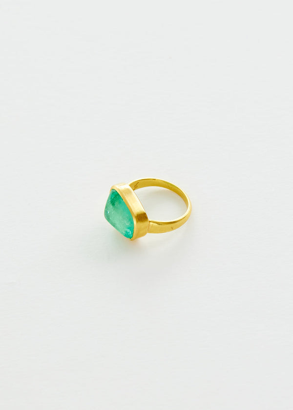 Pippa Small 22kt Gold Colombian Emerald Greek Ring