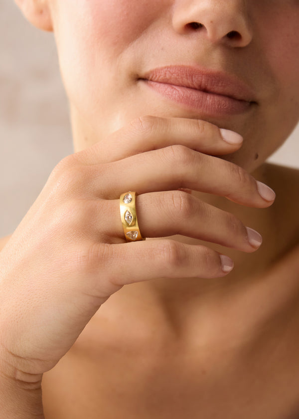 Pippa Small 22kt Gold Diamond Flush Set Ring