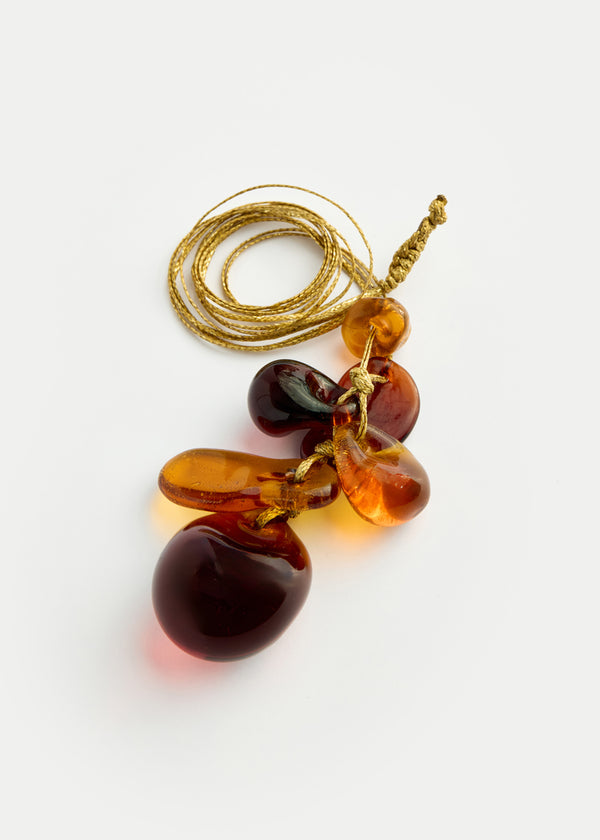 pippa small Azaz Amber Glass Bead Cluster on Cord