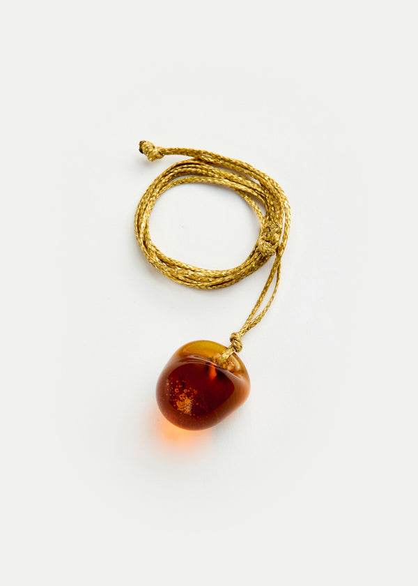 Pippa Small Azaz Amber Glass Bead On Cord