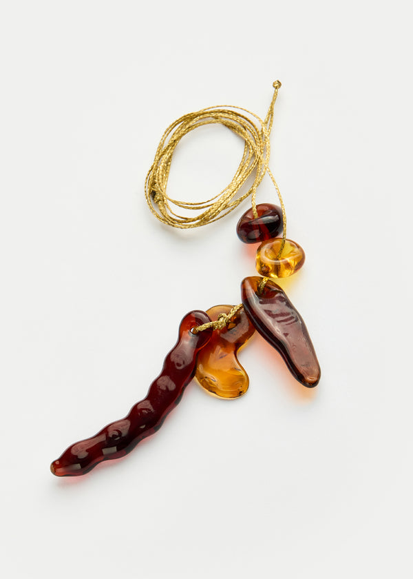 Pippa Small Azaz Amber Glass Bean Cluster On Cord