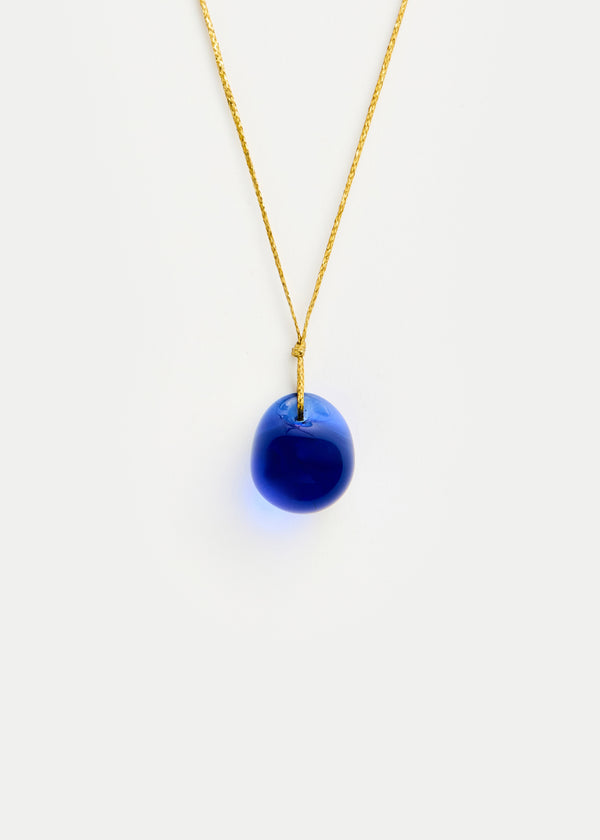 pippa small Azaz Blue Round Glass Bead on Cord