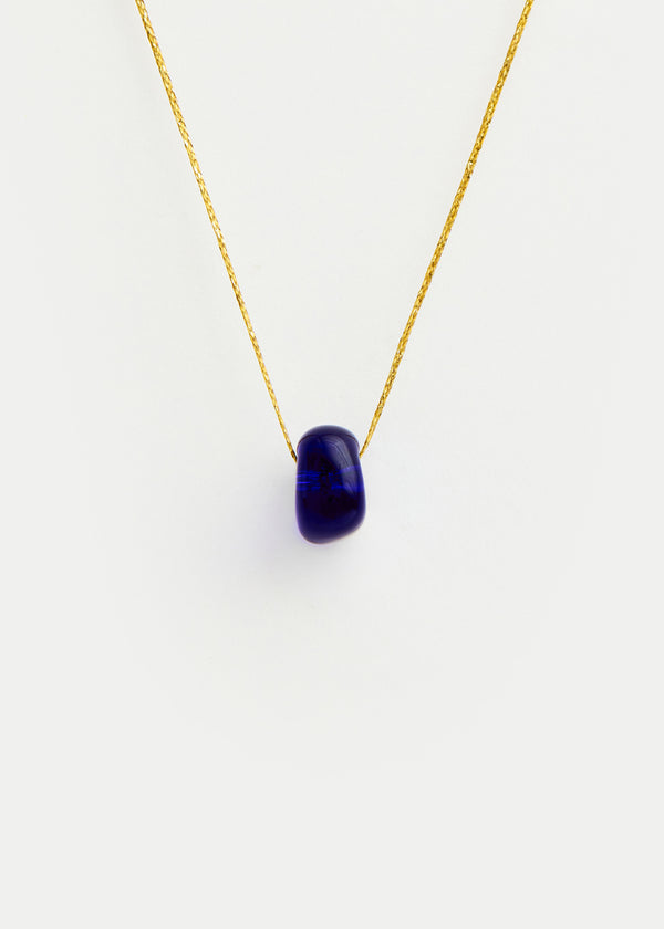 Pippa Small Azaz Dark Blue Glass Bead On Cord