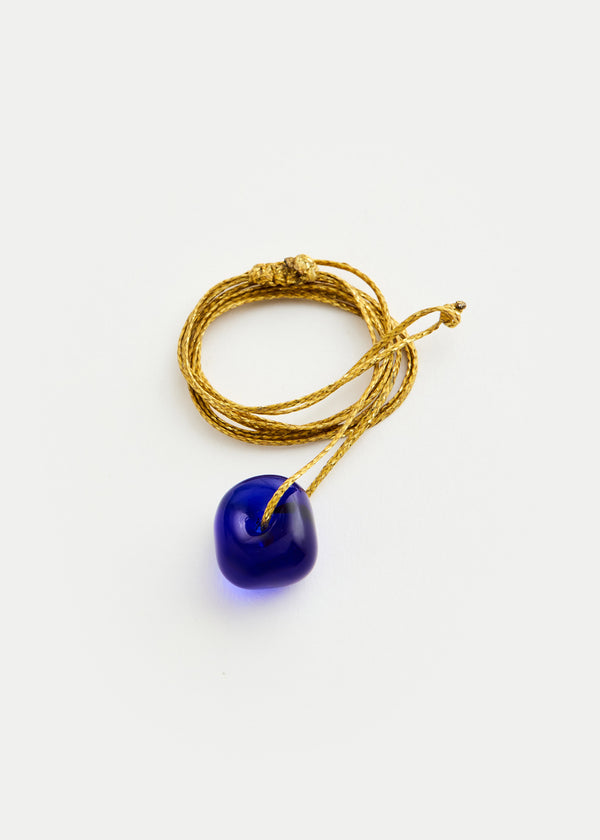 Pippa Small Azaz Dark Blue Glass Bead On Cord