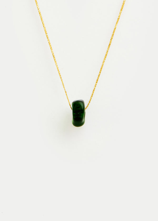 Pippa Small Azaz Green Glass Bead On Cord