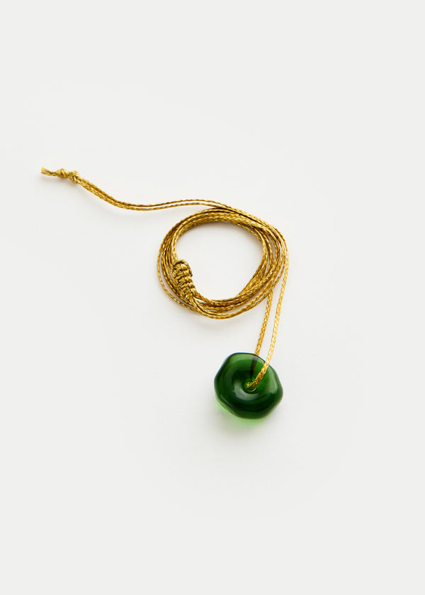 Pippa Small Azaz Green Glass Bead On Cord