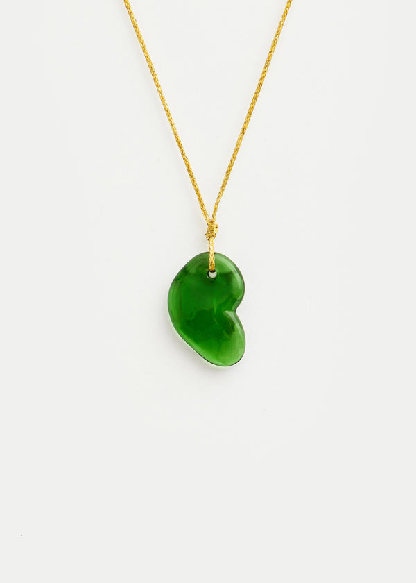 pippa small Azaz Green Glass Kidney Bead on Cord