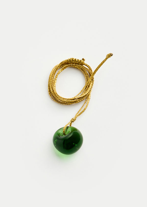 Pippa Small Azaz Green Round Glass Bead On Cord