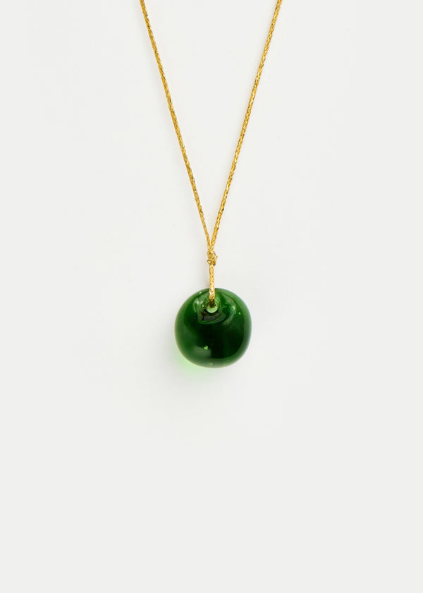 pippa small Azaz Green Round Glass Bead on Cord
