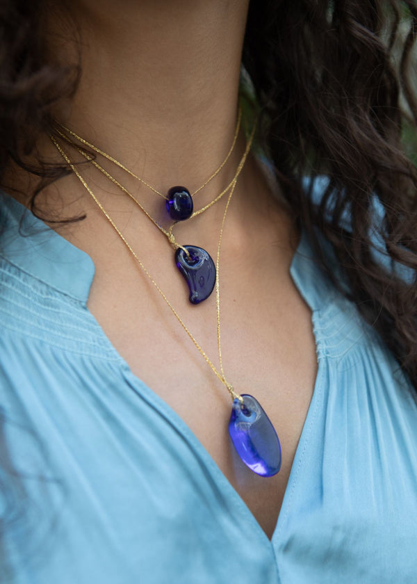 Pippa Small Azaz Light Blue Glass Bead On Cord